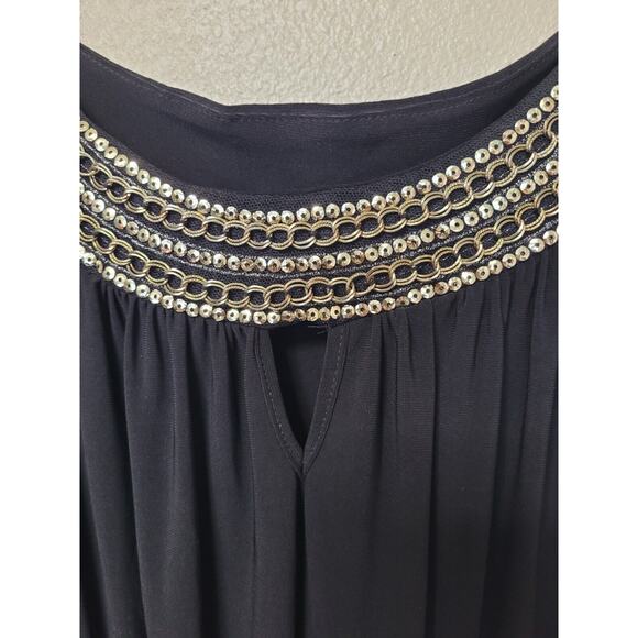 Nic & Dom Long Black Sequined Sleeveless Maxi Dress Plus Size 2x - Picture 3 of 8